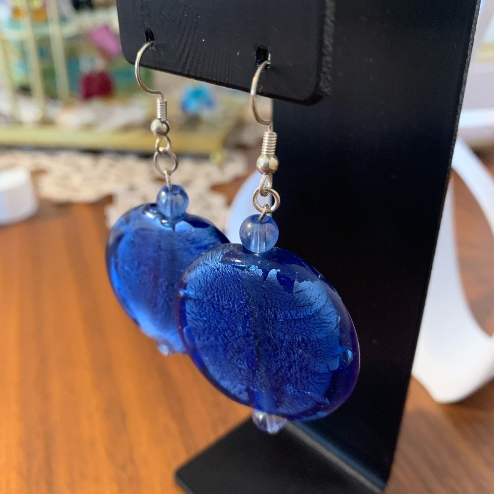 Cobalt Blue Glass Drop Earrings